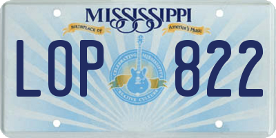 MS license plate LOP822