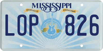MS license plate LOP826