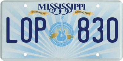 MS license plate LOP830