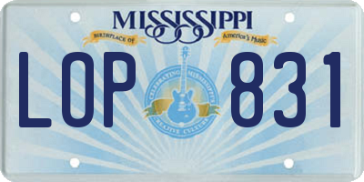MS license plate LOP831