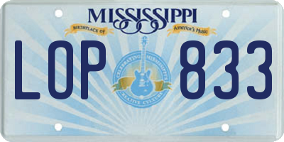 MS license plate LOP833
