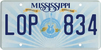 MS license plate LOP834