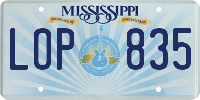 MS license plate LOP835