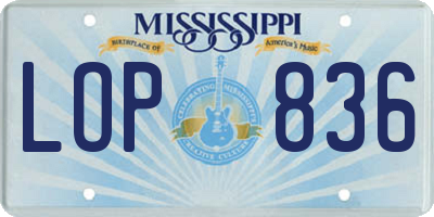 MS license plate LOP836
