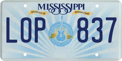 MS license plate LOP837