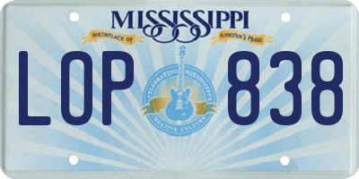 MS license plate LOP838
