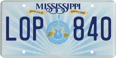 MS license plate LOP840