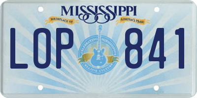 MS license plate LOP841
