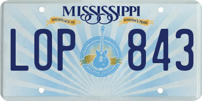 MS license plate LOP843