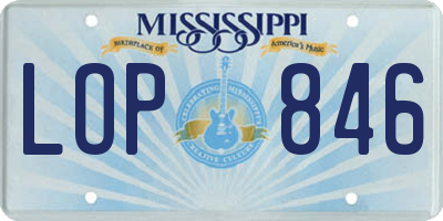 MS license plate LOP846