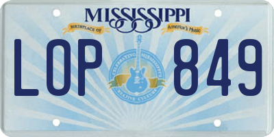 MS license plate LOP849