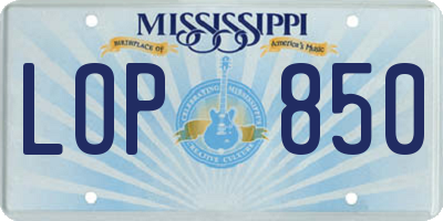 MS license plate LOP850