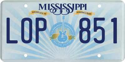 MS license plate LOP851