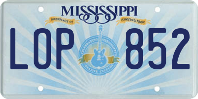 MS license plate LOP852