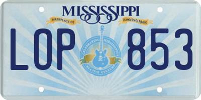 MS license plate LOP853