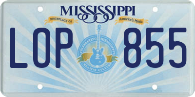 MS license plate LOP855