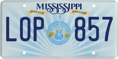 MS license plate LOP857