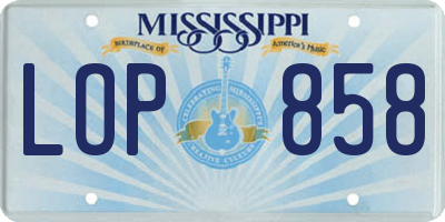MS license plate LOP858