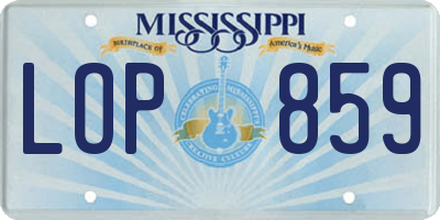MS license plate LOP859