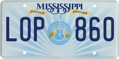 MS license plate LOP860