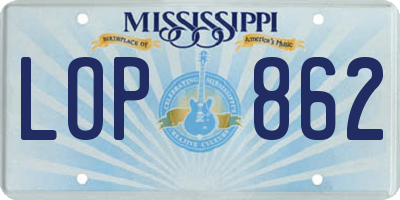 MS license plate LOP862
