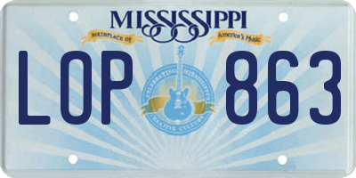 MS license plate LOP863