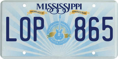 MS license plate LOP865