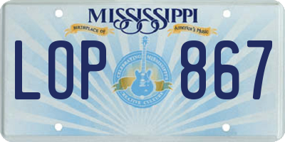 MS license plate LOP867