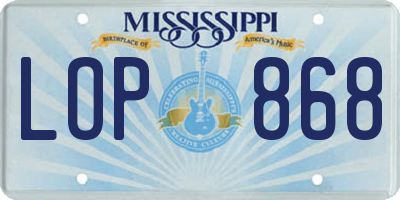 MS license plate LOP868