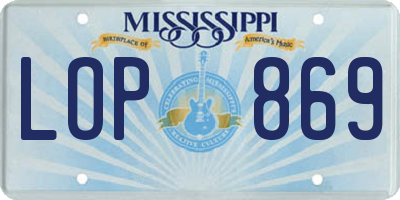 MS license plate LOP869