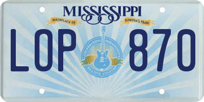 MS license plate LOP870