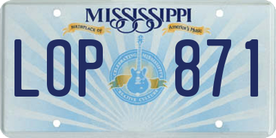 MS license plate LOP871