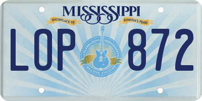 MS license plate LOP872
