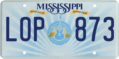 MS license plate LOP873
