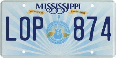 MS license plate LOP874