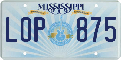 MS license plate LOP875