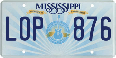 MS license plate LOP876