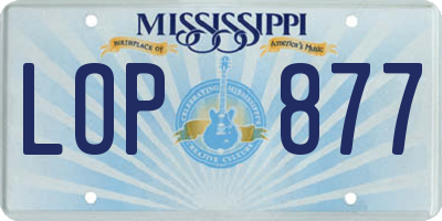 MS license plate LOP877