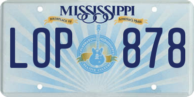 MS license plate LOP878