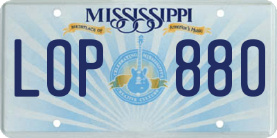MS license plate LOP880