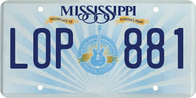 MS license plate LOP881