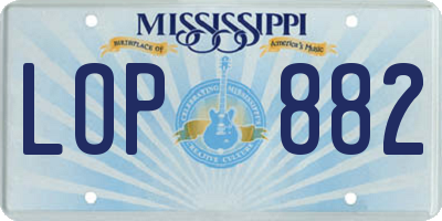 MS license plate LOP882