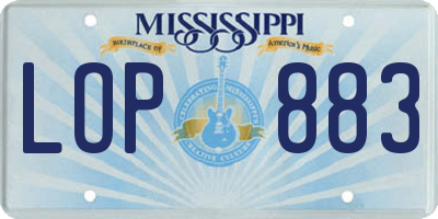 MS license plate LOP883