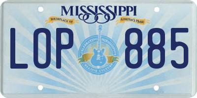 MS license plate LOP885