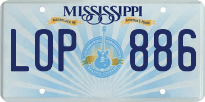 MS license plate LOP886
