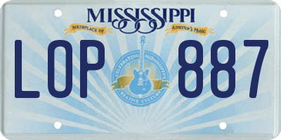 MS license plate LOP887