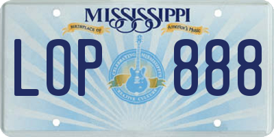 MS license plate LOP888