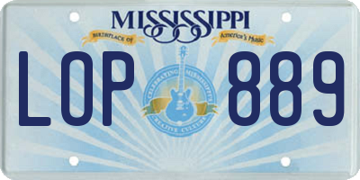MS license plate LOP889