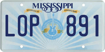 MS license plate LOP891