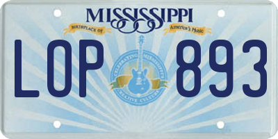 MS license plate LOP893